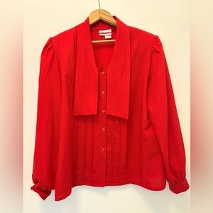 Vintage Judy Bond Red Button-Up Blouse Style 17820 Size 16